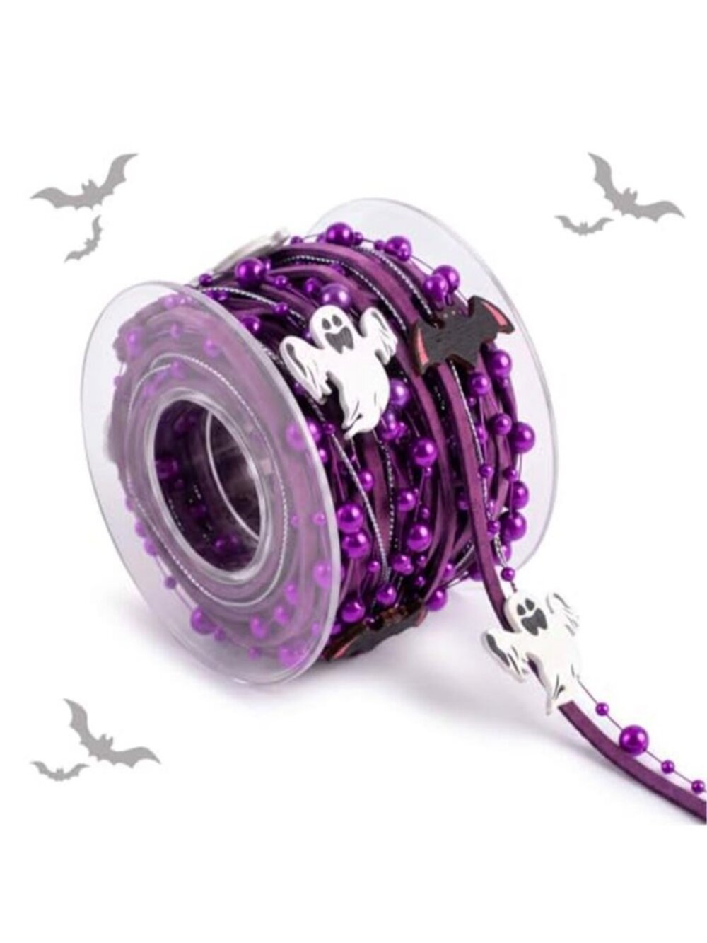 Halloween Ghost Ribbon Trim,Glitter Garland for Wreath Party Decor
